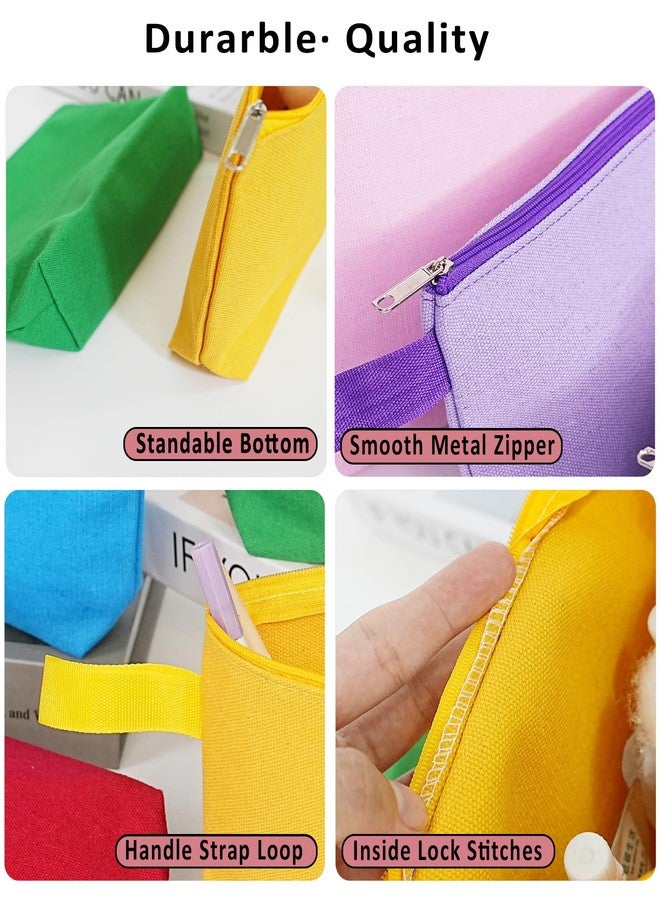 Koolmox 20 Pack 12Oz Blank Makeup Bags with Bottom and Strap, Multi-purpose Large Canvas Zipper Toiletry Storage Pouch, Blank Bag for DIY Crafts (Assorted Color, L, 12.2x7.4x 2.7'') - Image 4